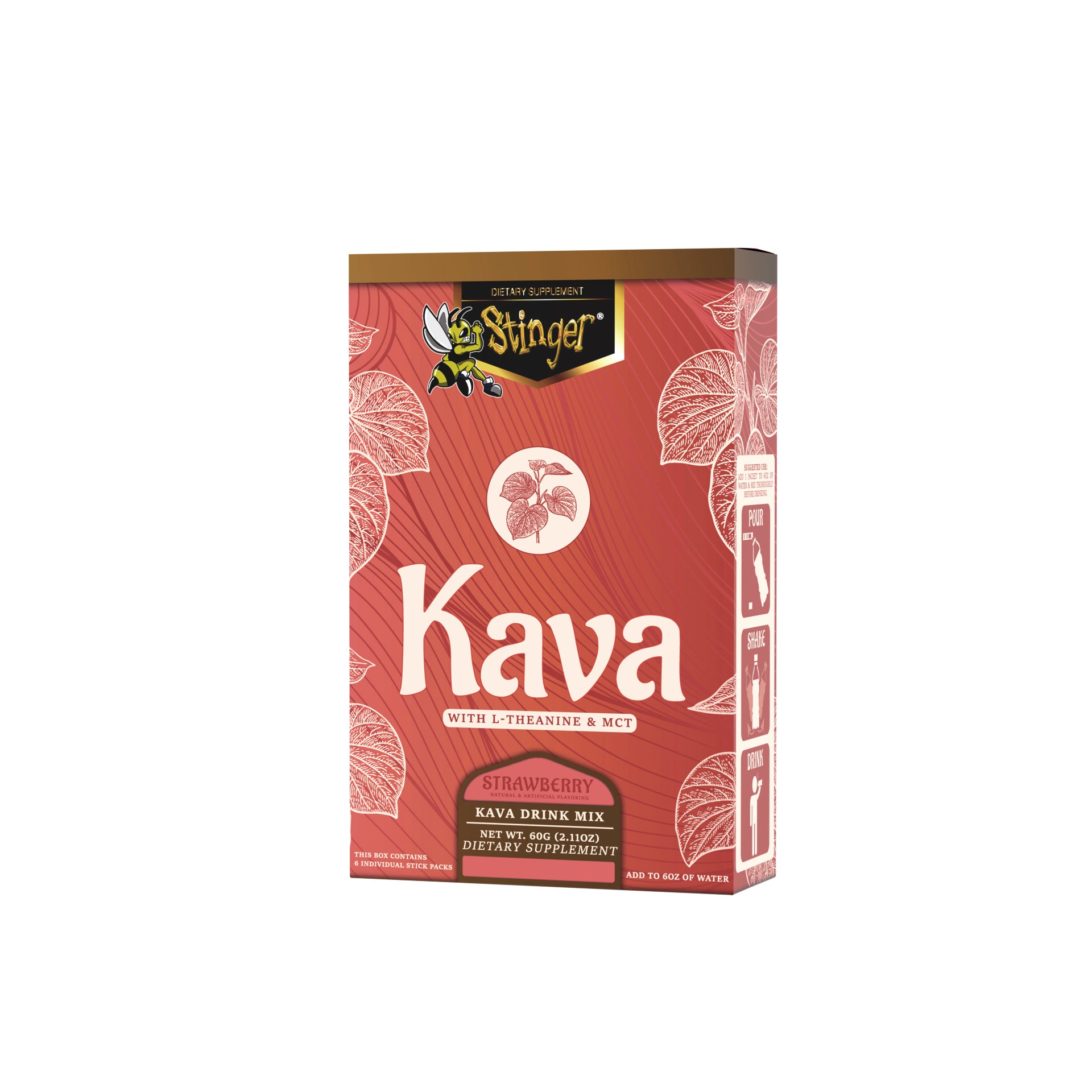 Kava + L-Theanine & MCT Drink Mix | Strawberry Flavor | 6-Packs